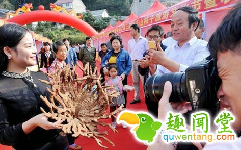 上山发现一个巨型红色宝贝 全村人都跑来看