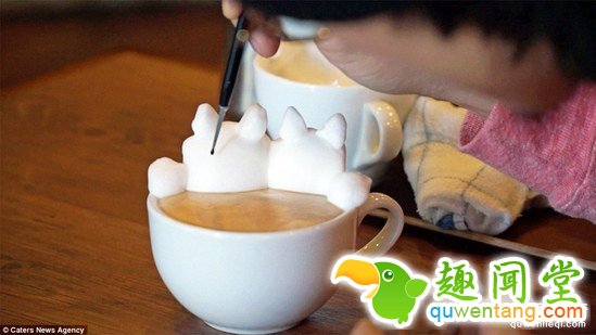 咖啡师创作3D拿铁，猫捉鱼那杯简直满满的脑洞~